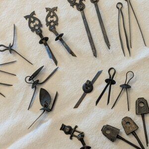 Vintage Asian Lock Lot 18pc Chinese Korean Furniture Hardware Keys Fish Shackle